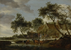 The watering place by Salomon van Ruysdael