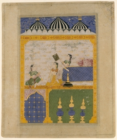 Three Ladies in a Palace Interior: Page from a Dispersed Laur Chanda (Romance of Laurak and Chanda) by Anonymous