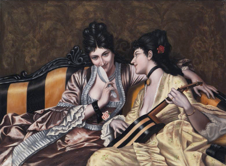 Two ladies on a sofa by Luis Ricardo Falero | USEUM