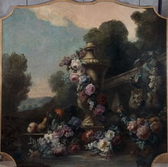 Vase, fleurs, et fruits dans un paysage (P2014-2) by Félix Boutreux