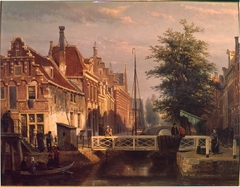 View of the Turfmarkt in Leeuwarden by Cornelis Springer