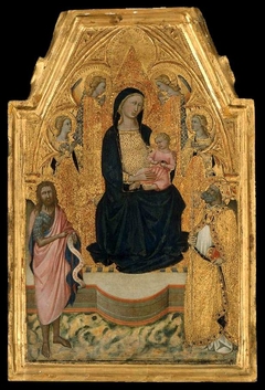 Virgin and Child Enthroned with a Bishop Saint, Saint John the Baptist, and Four Angels