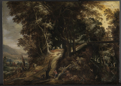 Waldlandschaft mit Tobias und dem Engel by Kerstiaen de Keuninck