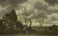 Winter scene by Salomon Rombouts