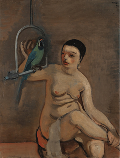 Woman with parrot by Georges Kars