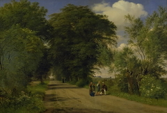 A Country Road near Vognserup Manor, Zealand. The Painter J.Th. Lundbye Sketching by the Roadside by Peter Christian Skovgaard