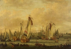 A marine sham-fight on the Y before Amsterdam by Abraham Storck