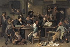 A Riotous Schoolroom with a Snoozing Schoolmaster by Jan Steen