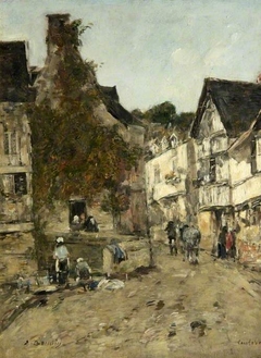 A Street in Caudebec-en-Caux by Eugène Louis Boudin