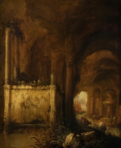 A Tomb in a Grotto by Abraham van Cuylenborch