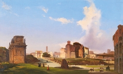 A view of the Roman Forum with the Arch of Constantine by Ippolito Caffi