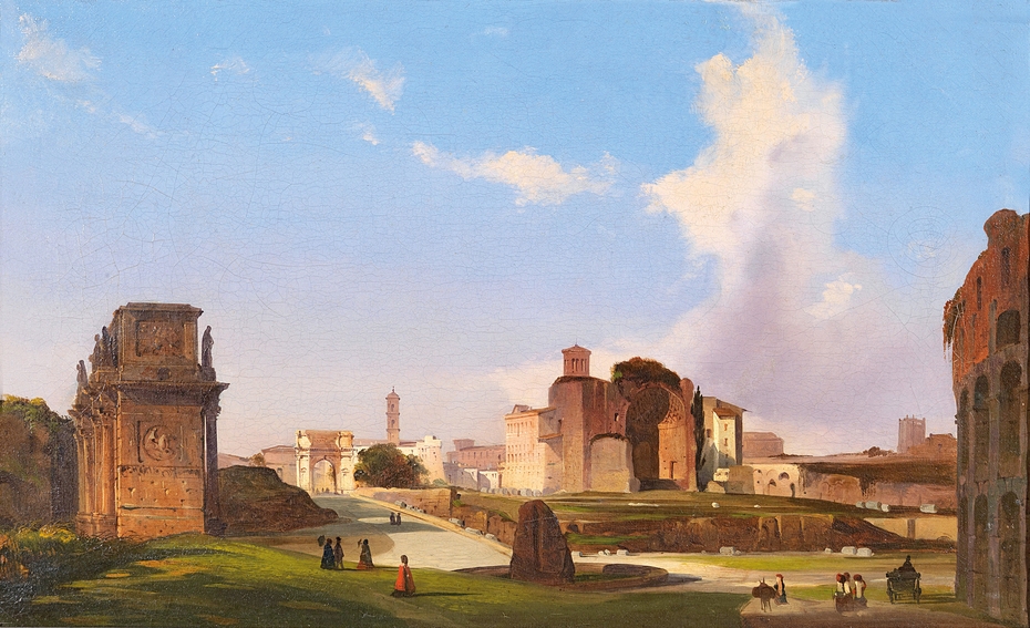 A view of the Roman Forum with the Arch of Constantine