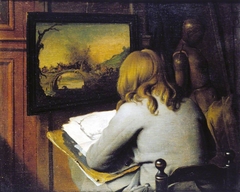 A Young Boy Copying a Painting