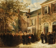 Aanbieding van een adres aan Koning Willem III in Utrecht by Nicolaas Pieneman