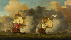 Action between English and French ships by Anonymous