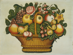 Basket of Fruit with Flowers by Anonymous