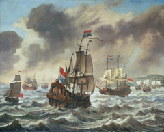 Before the Battle of the Downs, 21 October 1639, Showing Tromp’s Flagship ‘Amelia’ by Reinier Nooms