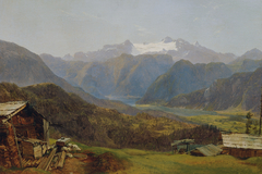 Blick von der Hütteneckalm auf den Hallstätter See und den Dachstein by Friedrich Loos