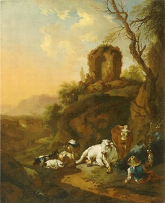 Bukolische Landschaft mit Ruine by Christian Wilhelm Ernst Dietrich