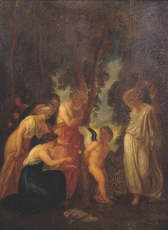 Calypso with her Nymphs Caressing Cupid