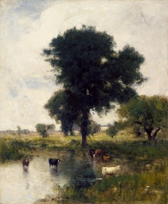 Cattle in Pool (A Summer Landscape) by George Inness