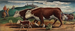 Cattle Round-Up (mural study, Eureka, Kansas Post Office) by Vance Kirkland