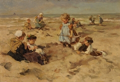 Children on the Beach by Johannes Evert Hendrik Akkeringa