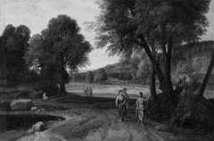 Classical Landscape with Two Women and a Man on a Path by Jean François Millet I