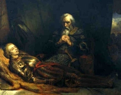 Count Eberhard of Württemberg Mourns next to the Body of his Son by Ary Scheffer