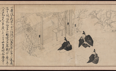 Courtiers visit Sugawara no Michizane’s mortuary temple, from Illustrated Legends of the Kitano Tenjin Shrine (Kitano Tenjin engi emaki) by Anonymous