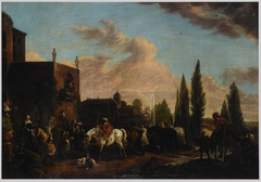 Departing for the Hunt by J Horemans after a Philips Wouwerman