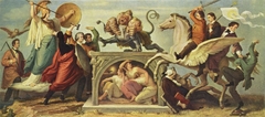Die Bekämpfung des Zopfes durch Künstler und Gelehrte unter dem Schutz der Minerva by Wilhelm von Kaulbach