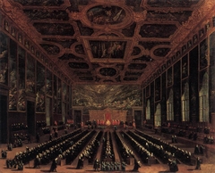 Die Sala del Maggior Consiglio im Dogenpalast by Antonio Diziani