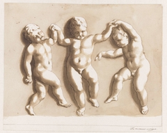 Drie dansende kinderen by Jan de Bisschop