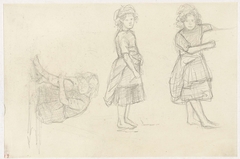Drie studies van een meisje, staand en zittend by Jozef Israëls