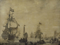 Dutch flagship near the shore with a Swedish ship in the background