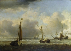Dutch Ships and Small Vessels Offshore in a Breeze by Willem van de Velde the Younger