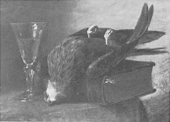 Erlegter Raubvogel auf einem Folianten by Paul Friedrich Meyerheim