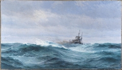 Et skib i storm på Atlanterhavet by Vilhelm Arnesen