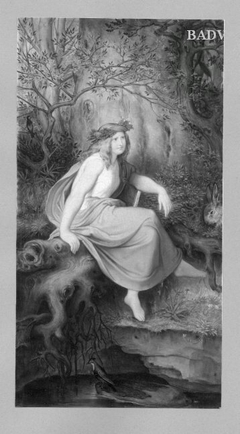 Female fairy-tale figure at rock