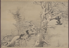 Five Crows in a Snowy Tree by Kōno Bairei