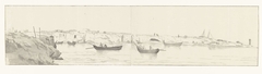 Gezicht op de rede met schepen voor anker bij Monopoli by Louis Ducros