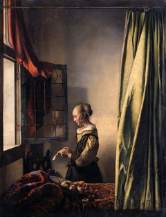 Girl Reading a Letter at an Open Window by Johannes Vermeer