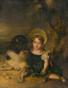Girl with a Dog by Stredoeurópsky maliar z 19 storočia