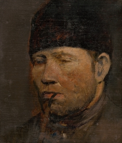 Head Study of a Peasant with a Pipe by László Mednyánszky