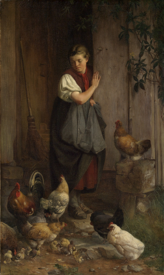 Hühnerfütterung by Hans Thoma