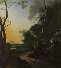 Italianate landscape with crab fishers by Adam Pynacker