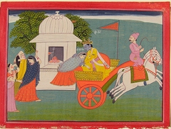 Krishna Kidnaps Rukmini, folio from a Bhagavata Purana Series by anonymous painter