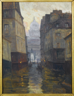 La rue du Haut-Pavé vers la place Maubert (inondations de 1910) by Germain Eugène Bonneton