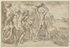 Laestrygonen verpletteren de vloot van Odysseus met zware stenen by Unknown Artist